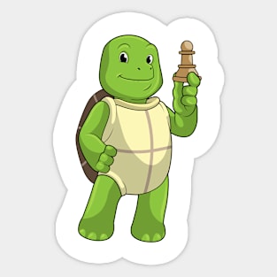 Turtle at Chess with Chess piece Pawn Sticker